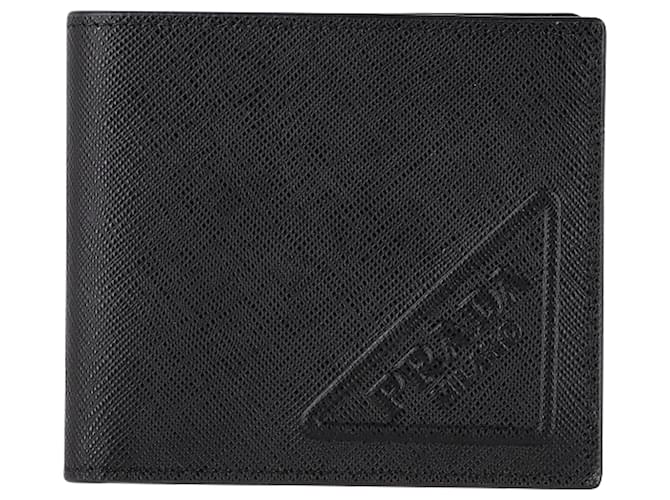 Prada Bi-Fold Wallet in Black Saffiano Leather  ref.1420622