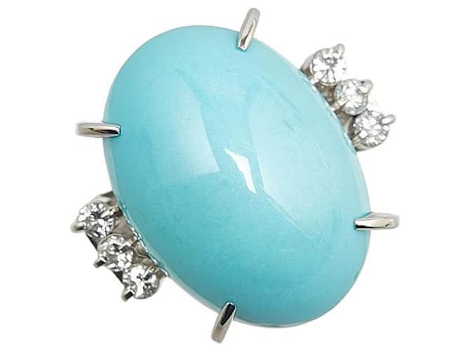 & Other Stories LuxUness Platinum Turquoise Diamond Ring Anel de metal em excelente estado Prata  ref.1420648