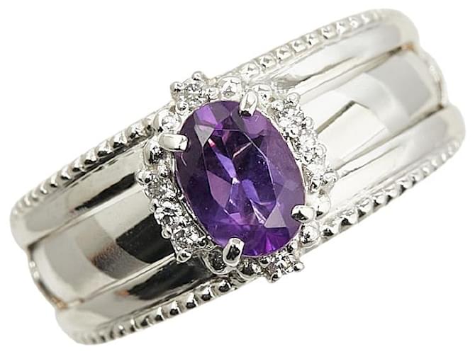 & Other Stories LuxUness Platinum Amethyst Diamond Ring  Metal Ring in Excellent condition Silvery  ref.1420649