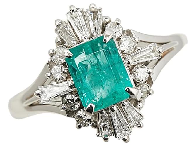 & Other Stories LuxUness Platinum Emerald Diamond Ring Anel de metal em excelente estado Prata  ref.1420651