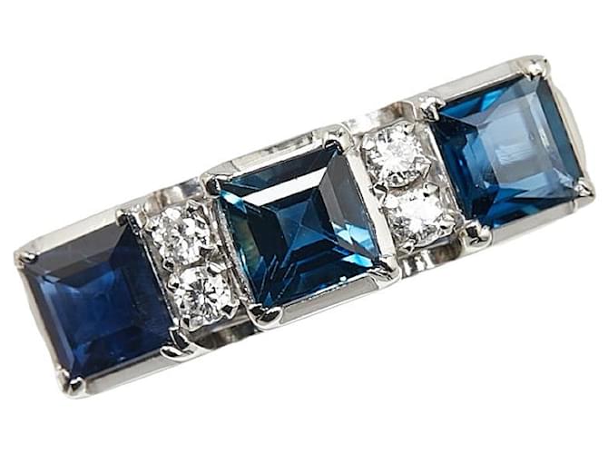 & Other Stories Bague en métal LuxUness Platinum Sapphire Diamond Ring en excellent état Argenté  ref.1420654