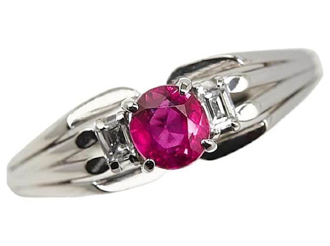 & Other Stories Pt900 Platinum Ruby 0.46ct Diamond 0.08ct Ring in Excellent Condition Silvery Metal  ref.1420655