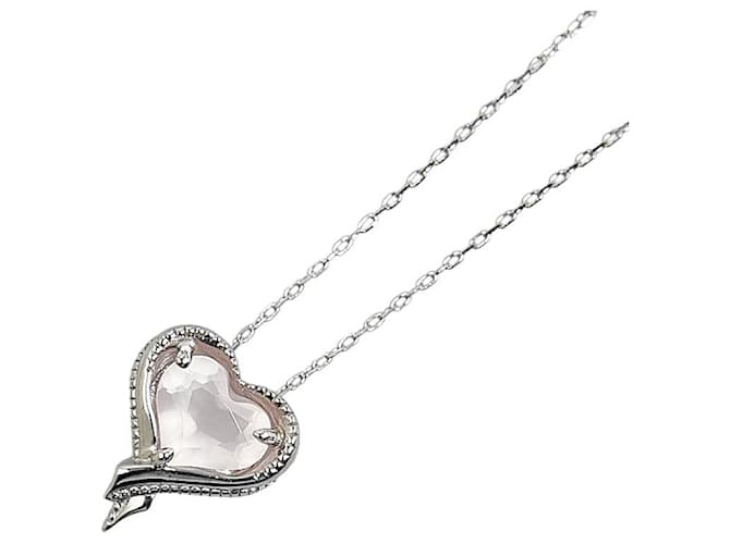 & Other Stories LuxUness 10K Rose Quartz Heart Necklace Metal Necklace in Excellent condition Silvery  ref.1420659