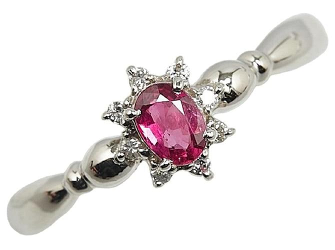 & Other Stories Pt900 Platinum Ruby Diamond Ring in Great Condition Silvery Metal  ref.1420663