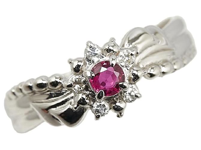 & Other Stories Pt900 Platinum Ruby Diamond Ring Size 12.5 in Great Condition Silvery Metal  ref.1420664