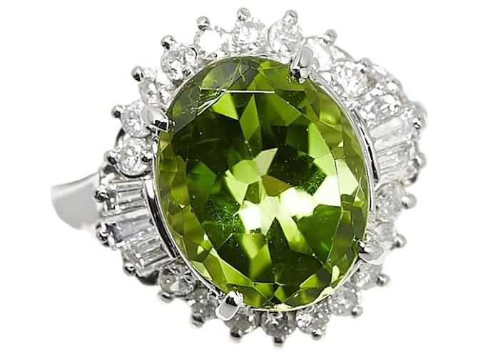 & Other Stories Anello LuxUness in platino con diamanti e peridoto Anello in metallo in condizioni eccellenti Argento  ref.1420670