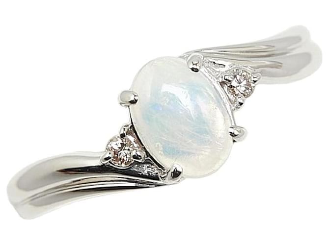 & Other Stories Pt850 Platinum Opal 0.5ct Diamond 0.04ct Ring Size 9.5 in Excellent Condition Silvery Metal  ref.1420674