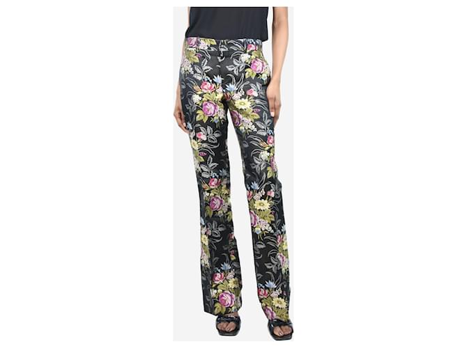 Gucci Pantalon évasé en jacquard fleuri multi - taille UK 8 Soie Multicolore  ref.1420702