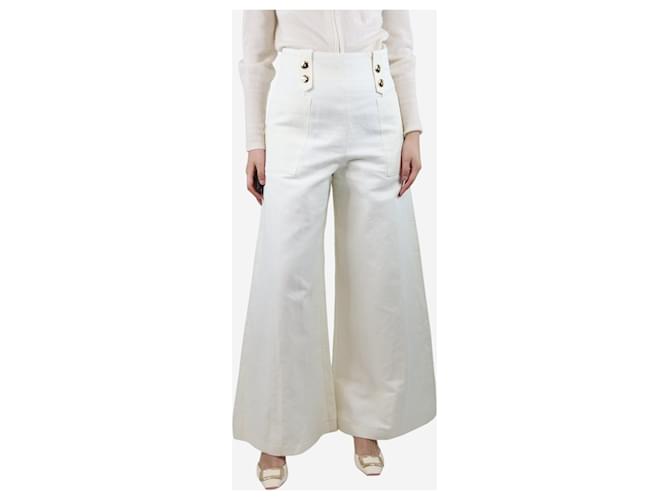 Autre Marque Cream high-rise wide leg trousers - size UK 10 Linen  ref.1420725