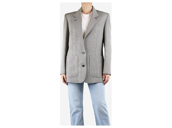 Autre Marque Blazer oversize in misto lana a quadretti neri - taglia UK 10 Grigio Viscosa  ref.1420737