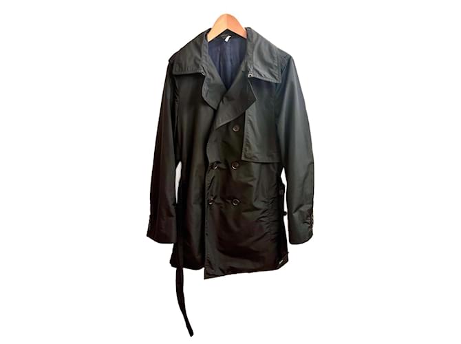 Trench soyeux Dior Homme Hedi Slimane 46 Soie Polyester Noir  ref.1420760