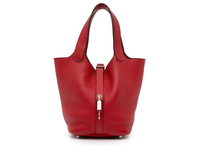 Hermès Hermes Red Clemence Picotin Lock 18 Leather Pony-style calfskin  ref.1420765