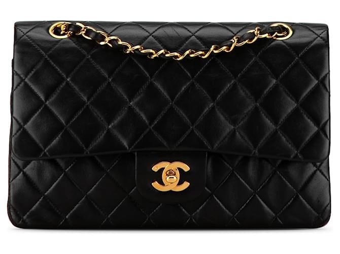 Rabat doublé en cuir d'agneau classique moyen noir Chanel  ref.1420769