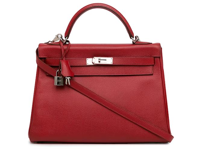 Hermès Rouge Togo Kelly Retourne 32 Cuir Veau façon poulain  ref.1420822