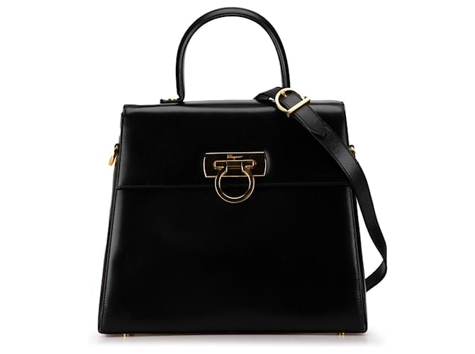 Salvatore Ferragamo Ferragamo Black Gancini Ledertasche Schwarz Kalbähnliches Kalb  ref.1420824