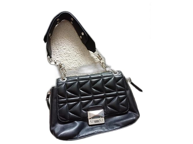 Karl Lagerfeld Gesteppte Handtasche aus Lammleder Schwarz