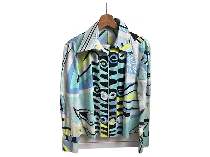 Camisa Emilio Pucci de algodón verde claro turquesa