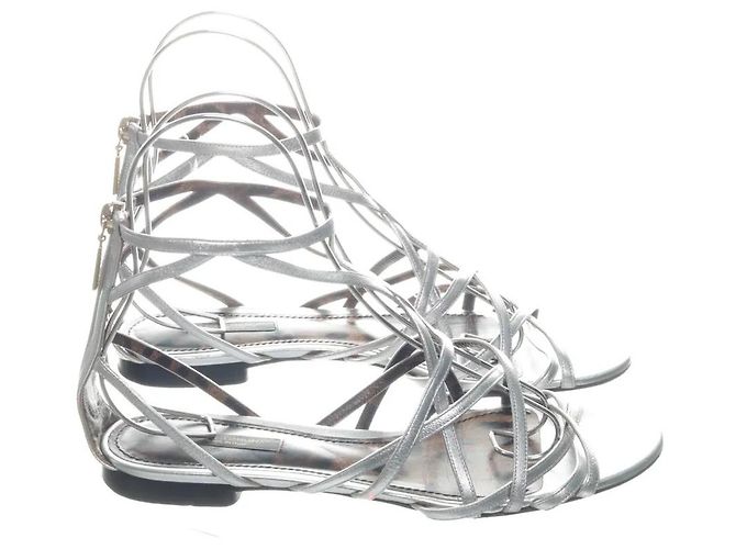 Dolce & Gabbana Sandalen aus silbernem Leder
