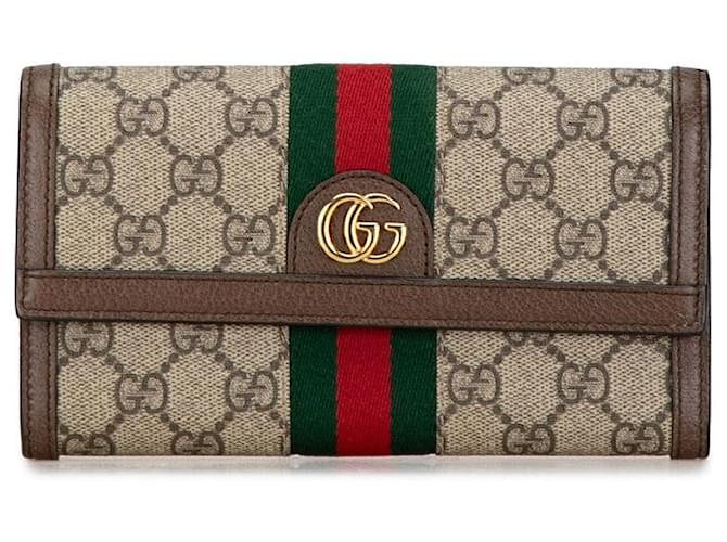 Gucci Ophidia Continental Geldbörse aus PVC-Leder 523153 In sehr gutem Zustand Beige Kunststoff  ref.1420889