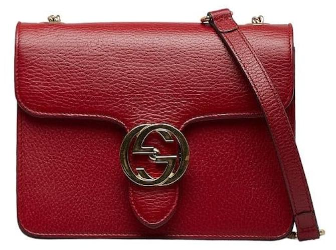 Gucci Interlocking G Chain Shoulder Bag 510304 Red Leather in Very Good Condition  ref.1420890