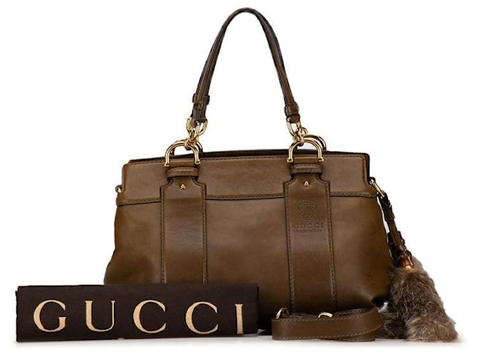 Sac à main en cuir de bambou Gucci 269925 en bon état Marron  ref.1420892