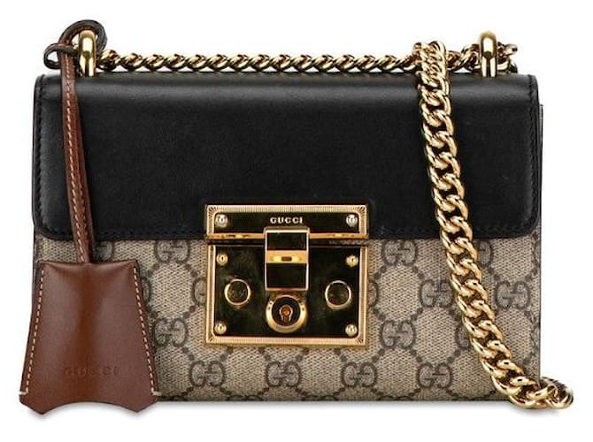 Bolsa de ombro Gucci GG Supreme Small Padlock Chain 409487 em muito bom estado Preto Lona  ref.1420896