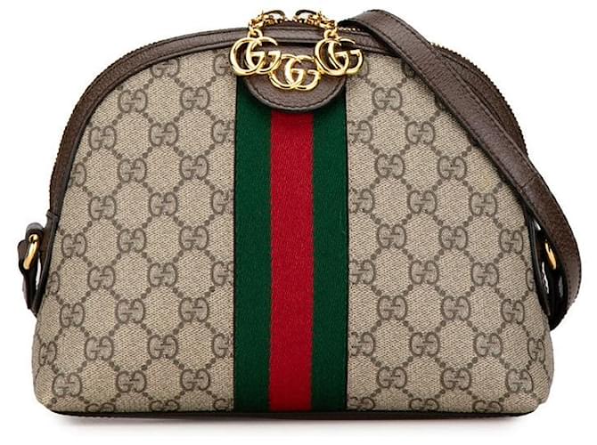 Bolsa de ombro Gucci GG Supreme Ophidia em PVC e couro 499621 em ótimo estado Marrom Plástico  ref.1420899