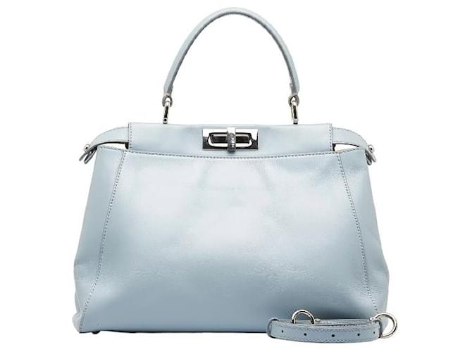 Fendi Leather Peekaboo Medium Handbag 8BN226 in Very Good Condition Blue  ref.1420902