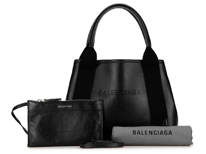 Balenciaga Leather Navy Cabas S Tote Leather Handbag 390346 in good condition Black  ref.1420908