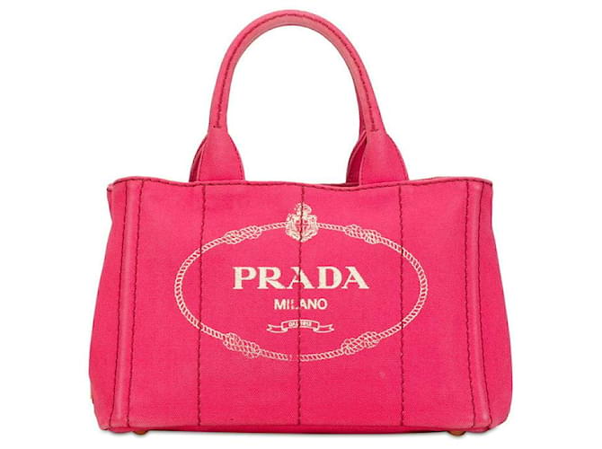 Prada Canvas Kanapa Mini Handbag Tote 1BG439 in Very Good Condition Pink Cloth  ref.1420909