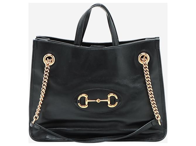 Gucci Cavalo preto 1955 Bolsa de ombro de couro  ref.1420918