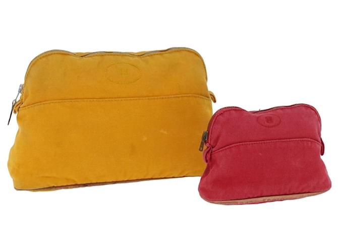 Hermès HERMES Pouch Canvas 2Set Yellow Red Auth yb560 Cloth  ref.1420972