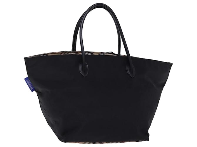 Autre Marque Burberrys Nova Check Blue Label Hand Bag Nylon Beige Black Auth bs14994  ref.1420974