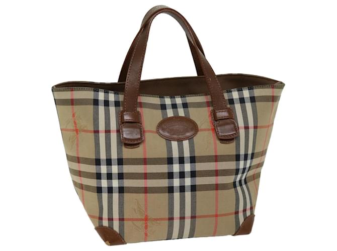 Autre Marque Burberrys Nova Check Hand Bag Canvas Beige Auth ep4362 Cloth  ref.1420989