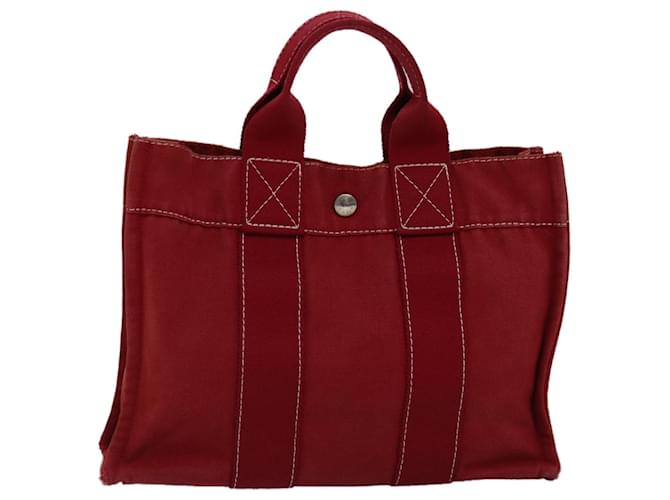 Hermès HERMES Deauville PM Tote Bag Canvas Red Auth 74860 Cloth  ref.1420997