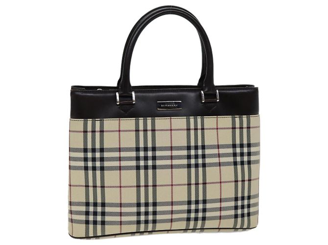 BURBERRY Nova Check Sac à main Toile Beige Auth ep4500