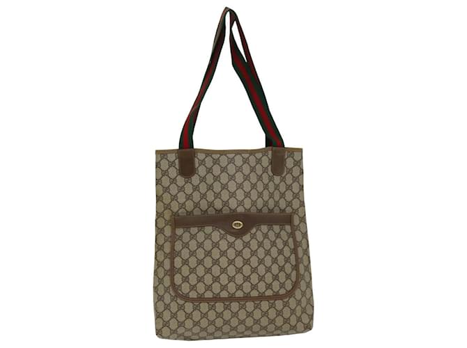 Sac cabas GUCCI GG Supreme Web Sherry Line PVC Beige Rouge 89 02 003 auth 77019  ref.1421024