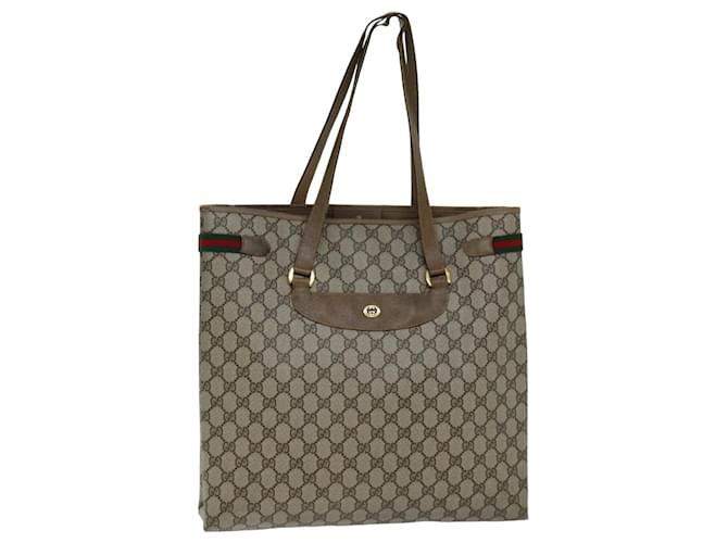 Sac cabas GUCCI GG Supreme Web Sherry Line PVC Beige Rouge 39 02 091 auth 77021  ref.1421048