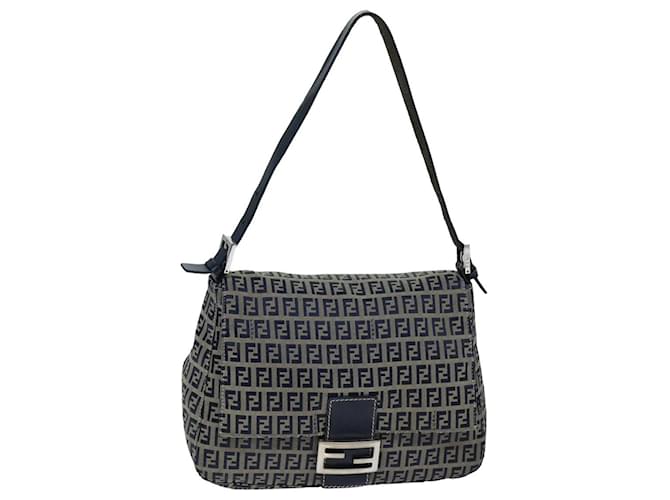 FENDI Zucchino Canvas Mamma Baguette Shoulder Bag Navy Auth am6397 Navy blue Cloth  ref.1421068