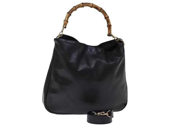 GUCCI Borsa a tracolla in bambù Pelle 2modo nero 001 1998 1577 auth 76215  ref.1421074