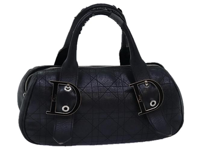 Bolsa de mão Christian Dior Lady Dior Canage pele de cordeiro preta Auth ep4484 Preto  ref.1421081