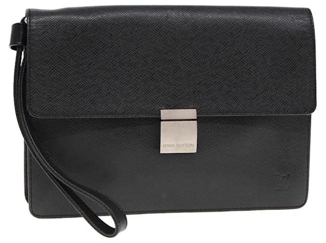 LOUIS VUITTON Taiga Selenga Clutch Bag Ardoise M30782 LV Auth th4981 Grey Leather  ref.1421113