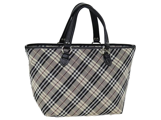 BURBERRY Nova Check Blue Label Tote Bag Canvas Beige Black Auth bs14934 Cloth  ref.1421120