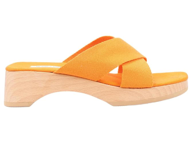 Hermès HERMES Fool Toe Orange Canvas Sandals in Size 37 EU Cloth  ref.1421299