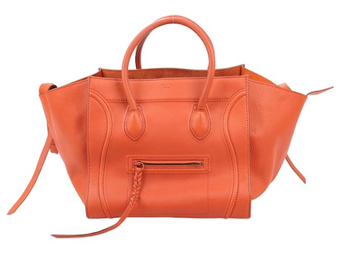 Céline CELINE Supple Calfskin Medium Luggage Phantom Handbag in Orange Leather  ref.1421306