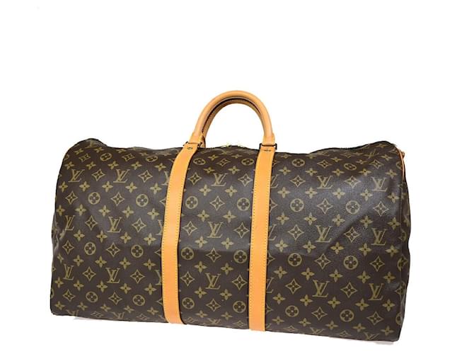 Louis Vuitton Keepall Bandouliere 55 Brown Cloth  ref.1421315