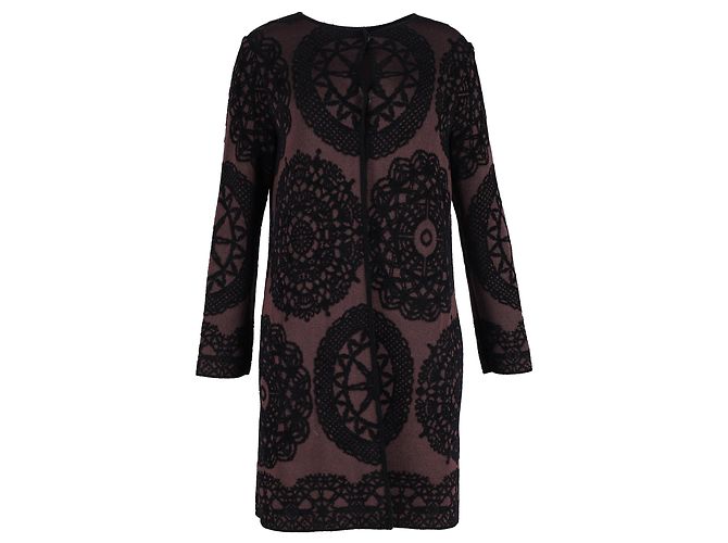 M Missoni Patterned Knit Short Coat in Brown Viscose