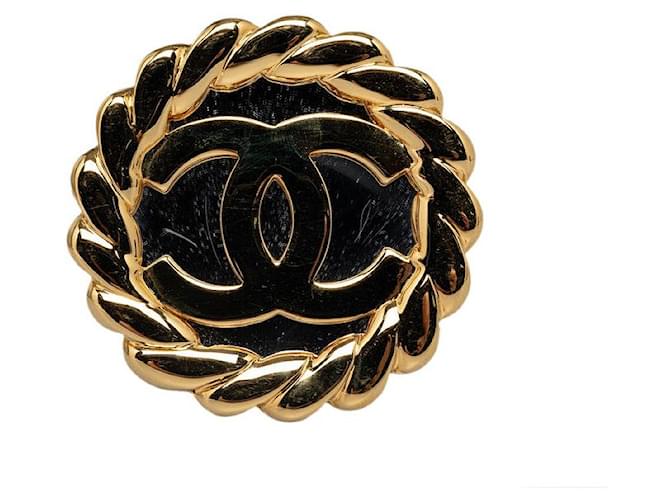 Chanel Chanel Gold Plated Coco Mark Mirror Brooch Metal Brooch in Good condition Golden  ref.1421466