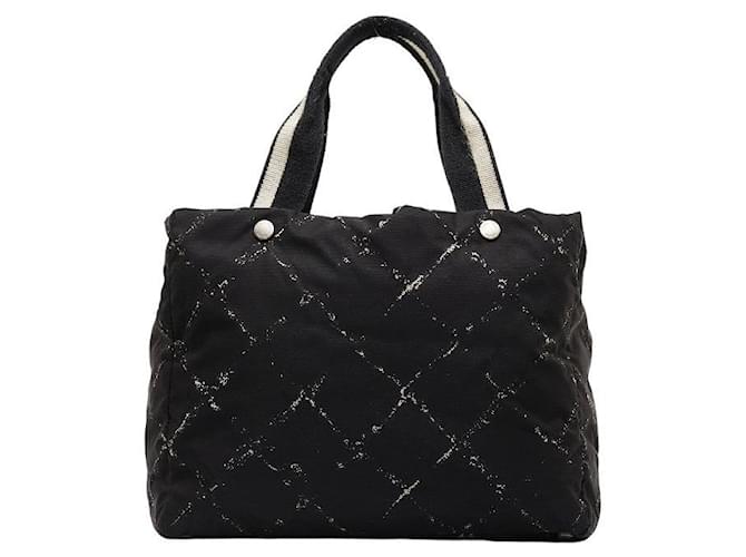 Sac tote en toile Chanel Old Travel Line MM en bon état Noir  ref.1421492