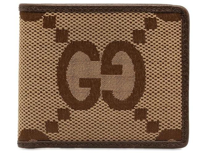 Gucci Jumbo GG Canvas Bifold Wallet Canvas 699308 in Excellent condition Brown Cloth  ref.1421496